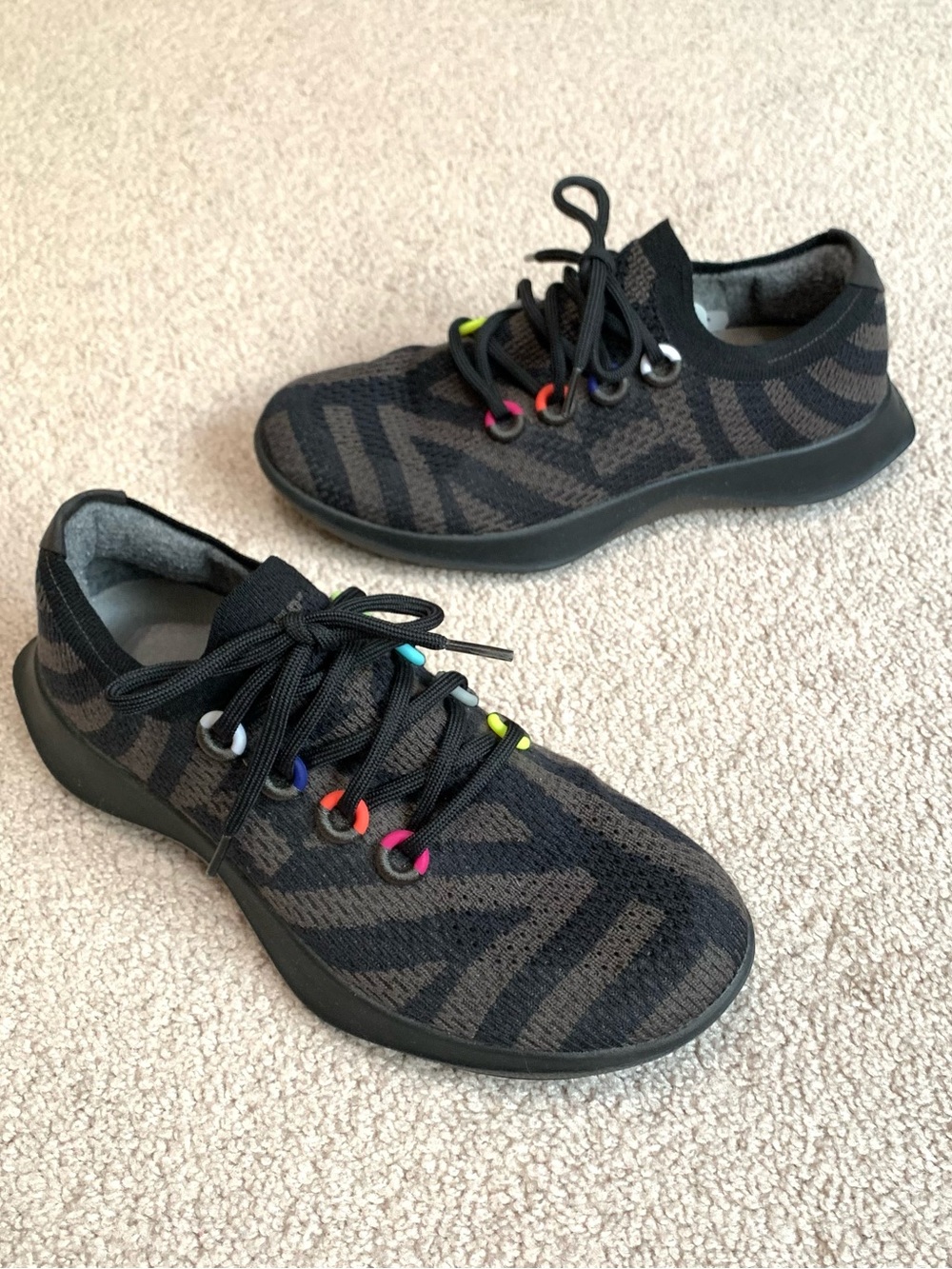 Allbirds tree dasher women’s shoes size 10 black/gray multicolor eyelets